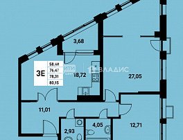 1-комнатная квартира, 80.27 м2