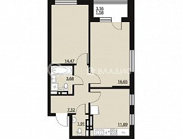 2-комнатная квартира, 57.59 м2
