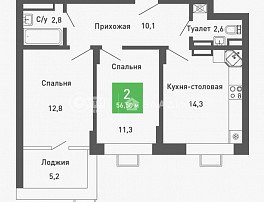 2-комнатная квартира, 56.5 м2