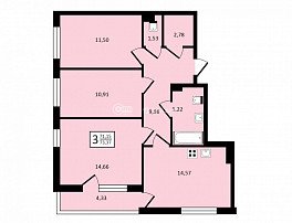 3-комнатная квартира, 73.37 м2