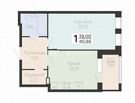 1-комнатная квартира, 40.86 м2