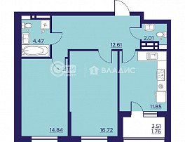 2-комнатная квартира, 64.26 м2