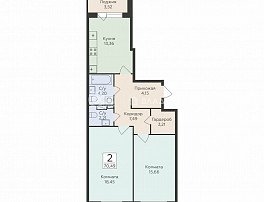 2-комнатная квартира, 70.49 м2