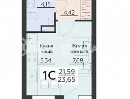1-комнатная квартира, 23.65 м2