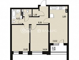 2-комнатная квартира, 66.05 м2