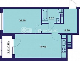 1-комнатная квартира, 48.87 м2