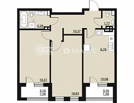 2-комнатная квартира, 72.84 м2