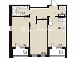 2-комнатная квартира, 72.61 м2