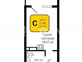 1-комнатная квартира, 23.5 м2