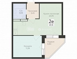 2-комнатная квартира, 41.15 м2