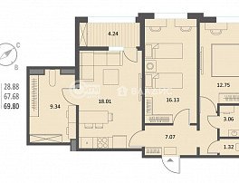 2-комнатная квартира, 69.8 м2