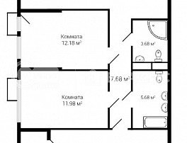 3-комнатная квартира, 86.55 м2