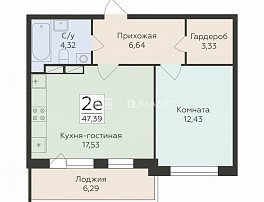 2-комнатная квартира, 47.39 м2