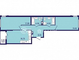 1-комнатная квартира, 53.23 м2