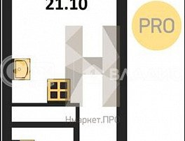 1-комнатная квартира, 21.1 м2