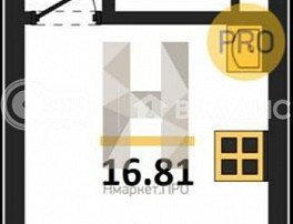 1-комнатная квартира, 16.81 м2