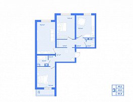 3-комнатная квартира, 84.6 м2