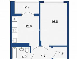 1-комнатная квартира, 41.5 м2