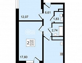 2-комнатная квартира, 54.79 м2