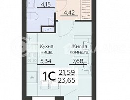 1-комнатная квартира, 23.65 м2