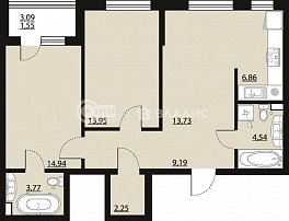 2-комнатная квартира, 70.92 м2