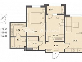 2-комнатная квартира, 66.3 м2