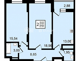 2-комнатная квартира, 62.49 м2