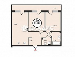 2-комнатная квартира, 61.89 м2