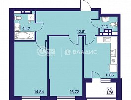 2-комнатная квартира, 64.35 м2