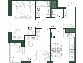 2-комнатная квартира, 49.7 м2
