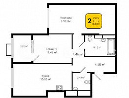 2-комнатная квартира, 62.63 м2