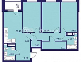 3-комнатная квартира, 93.57 м2
