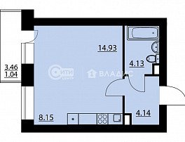 1-комнатная квартира, 32.37 м2