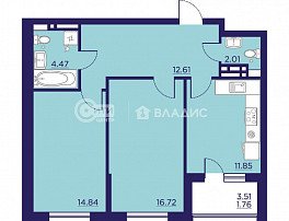 2-комнатная квартира, 64.26 м2