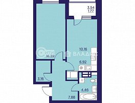 1-комнатная квартира, 50.74 м2
