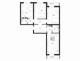 3-комнатная квартира, 89.4 м2