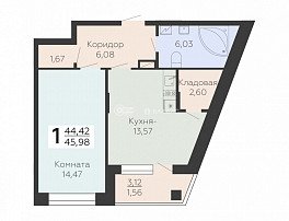 1-комнатная квартира, 45.98 м2