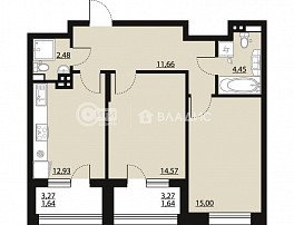2-комнатная квартира, 64 м2