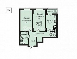 1-комнатная квартира, 64.9 м2