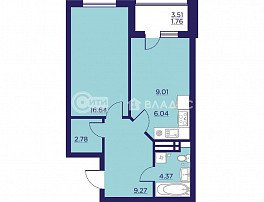 1-комнатная квартира, 49.87 м2