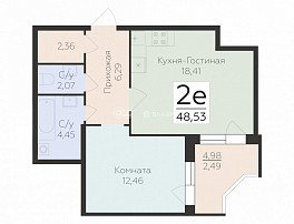 2-комнатная квартира, 48.53 м2
