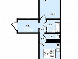 2-комнатная квартира, 47.3 м2