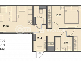 2-комнатная квартира, 66.65 м2