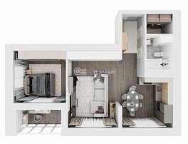 1-комнатная квартира, 53.86 м2