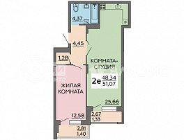 2-комнатная квартира, 51.07 м2