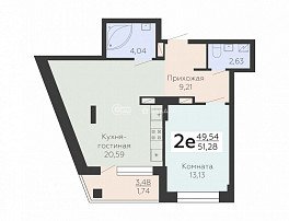 2-комнатная квартира, 51.28 м2