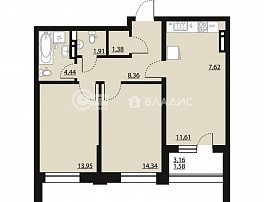 2-комнатная квартира, 65.78 м2
