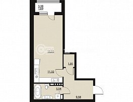 1-комнатная квартира, 45.37 м2