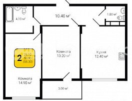 2-комнатная квартира, 58.3 м2