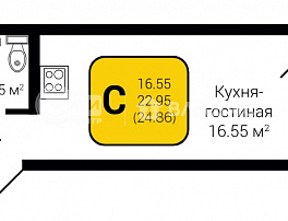 1-комнатная квартира, 24.86 м2